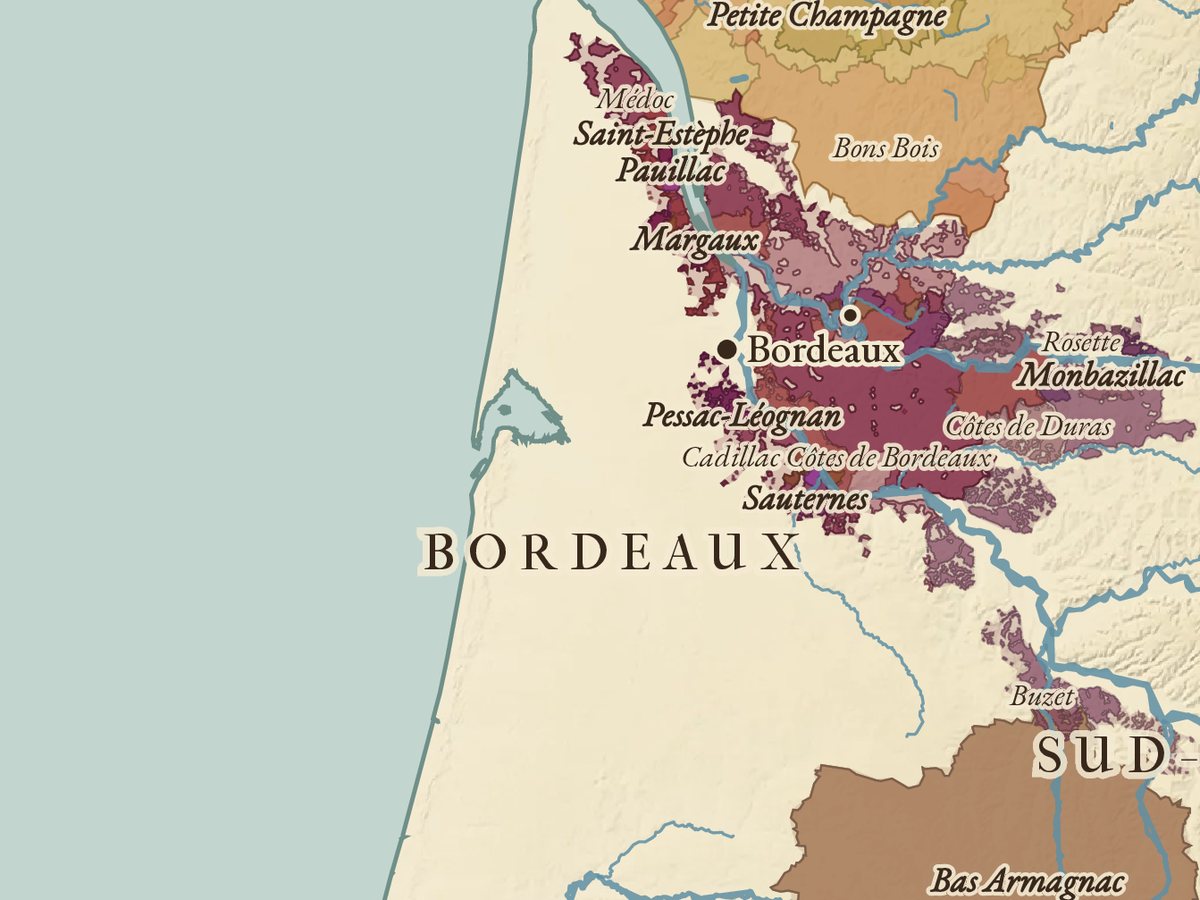 Close-up of the poster: Bordeaux and Cognac